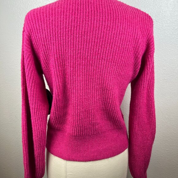 Scoop Women's Shaker Stitch Turtleneck Sweater Lightweight  In Pink Size XS - Picture 6 of 9